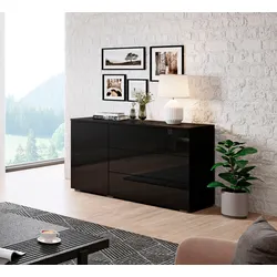 Sideboard INOSIGN "PARIS", schwarz (graphite schwarz matt, schwarz hochglanz), B:111cm H:68cm, Sideboards, Moderne 110cm breite grifflose Kommode, vielseitig einsetzbar