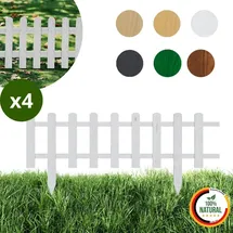 Floranica 4 Stk. Zierzaun aus Holz 100 x 40 cm Weiß imprägniert Steckzaun als Beeteinfassung Rasenkante Tierzaun Bauernzaun - Weiß