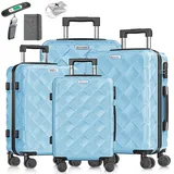 Kesser KESSER® Reisekoffer Set 4-teilig Kofferset ABS Hartschalenkoffer mit Zahlenschloss, Kofferwaage & Reisebrieftasche 360° Rollen Handgepäck & große Koffer für Business & Reise Trolley