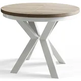 Alpi-Möbel Esszimmertisch, Sonoma Eiche, Weiß, Holzwerkstoff, Rund, X-Form, 120x76x120 cm, Esszimmer, Tische, Esstische