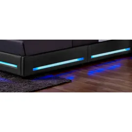 Home Deluxe - LED Bett Asteroid - Dunkelgrau, 140 x 200 cm - Inkl. Lattenrost I Polsterbett Bett inkl. Beleuchtung