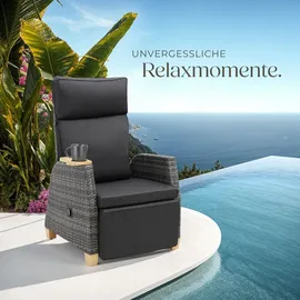 Tectake Rattansessel Pescara Gartenstuhl 68,5 x 128 x 104 cm grau