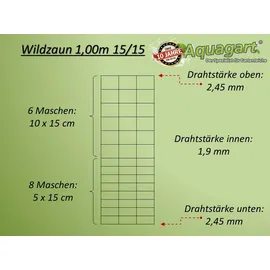 Aquagart Wildzaun 50 m x 15 cm Grau/Stahl