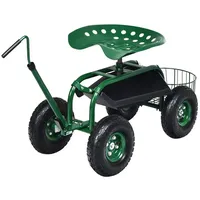Costway Rollsitz mit Rollen, Gartenwagen mit ausziehbarem Griff &
