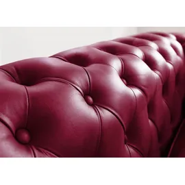 Massivmoebel24 Sofa 2-Sitzer Echtleder 158x82x75 rot CHESTERFIELD #402