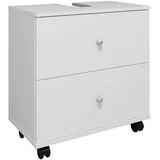 VCM Mid.you Waschbeckenunterschrank Weiß, Kunststoff, 2 Schubladen 60x61x33 cm Badezimmer, Badezimmerschränke, Waschbeckenunterschränke