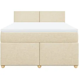 vidaXL Boxspringbett mit Matratze Creme 140x200 cm Stoff - Creme