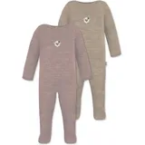 Normani Outdoor Sports 2er Pack MERINO Baby Merino Strampler „Levin" in Rosa/Beige | Gr.: 86