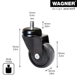 Wagner Design-Lenkrolle 3C Ø 50 mm 10 x 16 mm 75 mm
