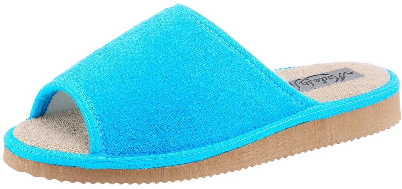 Pantoffel CLASSIC, Damen, Gr. 41, blau (türkis), Textil, Schuhe Damenschuh Hausschuh Pantoffeln