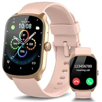 STECEi Smartwatch für Herren & Damen, 1,95'' HD Curved-Display, Bluetooth-Anruf entgegennehmen/tätigen, 112 Sportmodi, Fitnessuhr mit Schrittzähler/Schlafanalyse/Pulsmesser, IP68 wasserdicht, Rosa