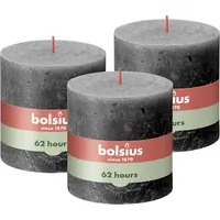 Bolsius Rustik Stumpenkerze 10 x 10 cm 3 St. stürmisches grau