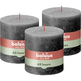 Bolsius Rustik Stumpenkerze 10 x 10 cm 3 St. stürmisches grau