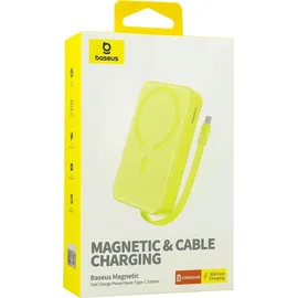 Baseus Magnetic Mini MagSafe 10000 mAh 30 W Powerbank mit integriertem USB-C-Kabel, für USB-C, Gelb