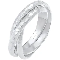 Elli Basic Wickelring Klassik Gehämmert 925 Silber Ringe   Damen 