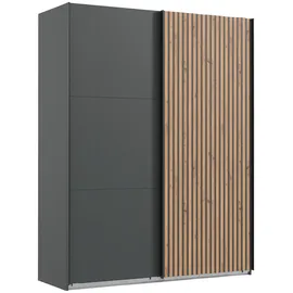 WIMEX Schwebetürenschrank »Andorra by fresh to go«, Mit 3D-Leisten für Akustikpaneel-Optik schwarz