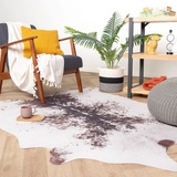 FRAAI Kuhfell - Bovine Weiß Dunkelbraun 155x190cm - Rindsleder Teppich - Kunstfell - Polyester - Rinderfell - Tier - Stierfell - Wohnzimmer, Esszimmer, Schlafzimmer - Rug