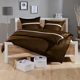 Lorena Uni Mako-Satin Bettwäsche Classic Blende 135x200 cm + 80x80 cm | kaffee - braun
