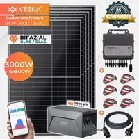 VESKA® Solaranlage 3000/3000W Bifazial und 1,6 kWh Batteriespeicher