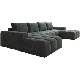 möbelfest Moebelfest Sienna Ecksofa U-Form Couch Dunkel Grau Webstoff - Dunkelgrau