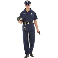 Funidelia | Polizei Kostüm für Herren Größe M Polizist, Agent, FBI, Berufe - Farben: Blau, Zubehör für Kostüm - Lustige Kostüme für deine Partys