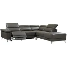 vente-unique Relaxsofa Ecksofa Leder elektrisch - Ecke Rechts - Anthrazit - PASCALINE