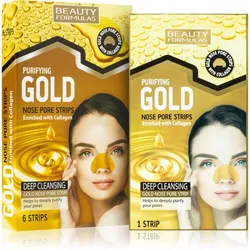 Beauty Formulas Gold Reinigungspflaster für verstopfte Poren auf der Nase mit Kollagen 6 St.