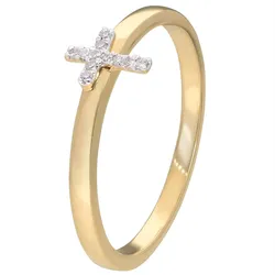 GLIZZ GL8660 Damen Diamant-Ring Kreuz Gold 333/8K, 52/16,6