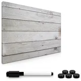 Navaris Magnettafel Memoboard Wooden Planks, 60 x 40 cm grau