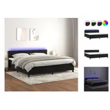 vidaXL Boxspringbett mit Matratze & LED Schwarz 200x200 cm Samt