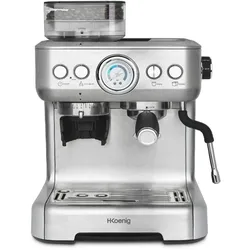 H.Koenig Espressomaschine mit Mahlwerk EXPRO980, Körnungsbehälter, 15 Mahlgrößen, italienische Pumpe, 1 or 2 Tassen