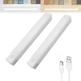 Bohrfreie Intelligente Sensor Magnetische Aufladbare LED-Leuchte,led Mit Bewegungsmelder Akku,schrank Beleuchtung Light Kabellos,Bright USB Rechargeable Light Strip for Cupboard,Stairs-2pcs-warm light