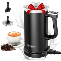 ibettertec Milchaufschäumer elektrischer Milchaufschäumer, 5-in-1 Milchaufschäumer Elektrisch, 600,00 W, 350ml Milchschäumer für Heißer und Kalter schwarz