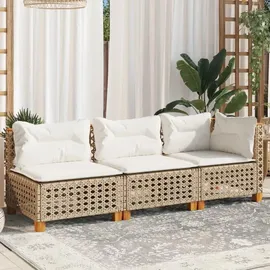 vidaXL Gartensofa 3-Sitzer Loungesofa beige