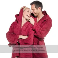 aqua-textil Bademantel Saunamantel Frottee Mantel Kapuze für Sie&Ihn Föhr XXL bordeaux, Baumwolle rot XXL
