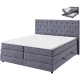 Roller Boxspringbett - grau - H3 - 180x200 cm