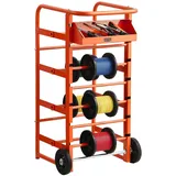 Vevor Drahtspulenhalter 440x385x970 mm, 11 Querstangen, rollender Kabelspulenspender, freistehendes Kabelregal mit Ablagefach, 136 kg Kapazität, für Elektro-, Industrie- und Einzelhandel