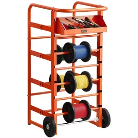 Vevor Drahtspulenhalter 440x385x970 mm, 11 Querstangen, rollender Kabelspulenspender, freistehendes Kabelregal mit Ablagefach, 136 kg Kapazität, für Elektro-, Industrie- und Einzelhandel