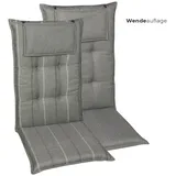 GO-DE Textil Gartenauflage Wendauflage (2er (Set, Hochlehner, grau