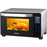 Syntrox Germany 25 Liter Digitaler Edelstahl Mini Stand Backofen mit Umluft und Drehspieß Miniofen Minibackofen Pizzaofen BO-1500W-RO-25L Touch Saltillo