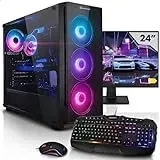 Megaport Komplett Set Gaming PC Nvidia GeForce RTX3050 6GB • AMD Ryzen 5 5500 • 24" Monitor • Windows 11 • 32GB 3200MHz DDR4 • 1000GB M.2 SSD • Tastatur • Maus pc Gaming komplettpaket