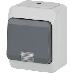 Aufputz-Wechselschalter Nortic IP44 mit Kontrolllampe - 75 x 60 x 60 mm