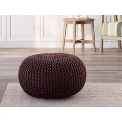 Amagohome PREMIUM Sitzhocker Pouf  ø 45cm  Strickpouf Indoor u. Outdoor - pflegeleicht & nachhaltig : braun - mocca