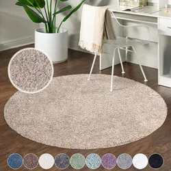 Hochflor-Teppich CARPET CITY "City Shaggy", beige, H:30mm Ø:80cm, Polypropylen, Teppiche, Teppich Langflor, Uni, Shaggy, flauschig-weich