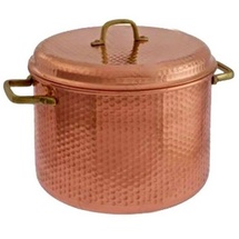 ich-zapfe Kupfertöpfe Gehämmert Mit Griffen 24 cm - Traditionelles Kochgeschirr für Tintenfisch, Marmelade & mehr