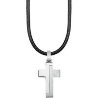 s.Oliver Kette mit Anhänger Kreuz Schwarz/Edelstahl