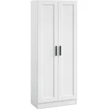 Panana Holzschrank, freistehend, hoch, Küchenschrank, schmal, Speisekammer, Sideboard, Organizer mit 2 Türen und verstellbaren Regalen, Weiß