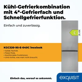 Exquisit KGC320-95-E-040C Kühl-Gefrierkombination (315 l, 1858 mm hoch, Inoxlook)