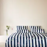 ELEGANTE Flowerstripe Blau 135 x 200 cm + 80 x 80 cm