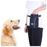 LAPA HOME Leckerlibeutel Futterbeutel Leckerli-Beutel für Hunde Gürteltasche für Hundeleckerli (mit Kotbeutelspender, Verstellbare, Reflektierend, Nylon), Futteraufbewahrung für Hundetraining für Outdoor Gassi Gehen, Wandern schwarz